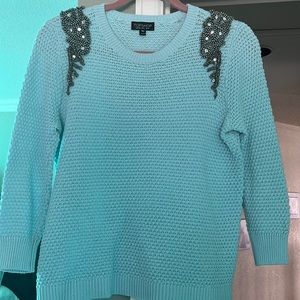Top shop light blue sweater with shoulder design